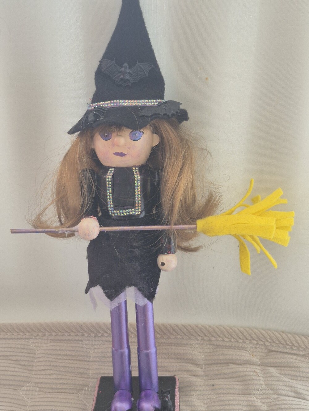 Halloween Witch Nutcracker with Yellow Broom
